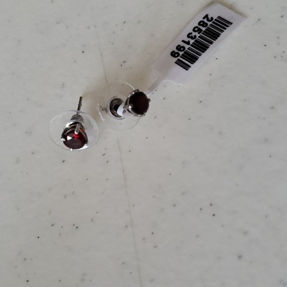 Garnet Red Look Studโ Pierced Earrings NWT